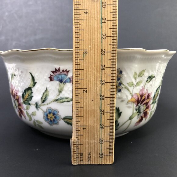 Andrea by Sadek Japan Round Serving Soup Bowl Floral Embossed Gold Trim Cottage - Picture 9 of 10